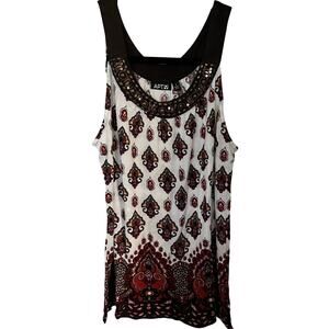 Apt 9 top women’s size small brown red sleeveless boho printed top VTG Y2K